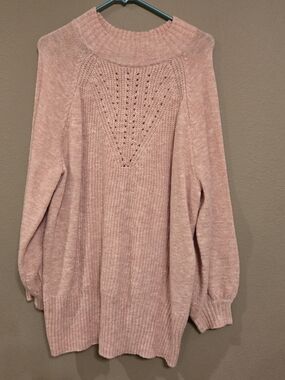 LC Lauren Conrad Pink Pointelle Knit Sweater